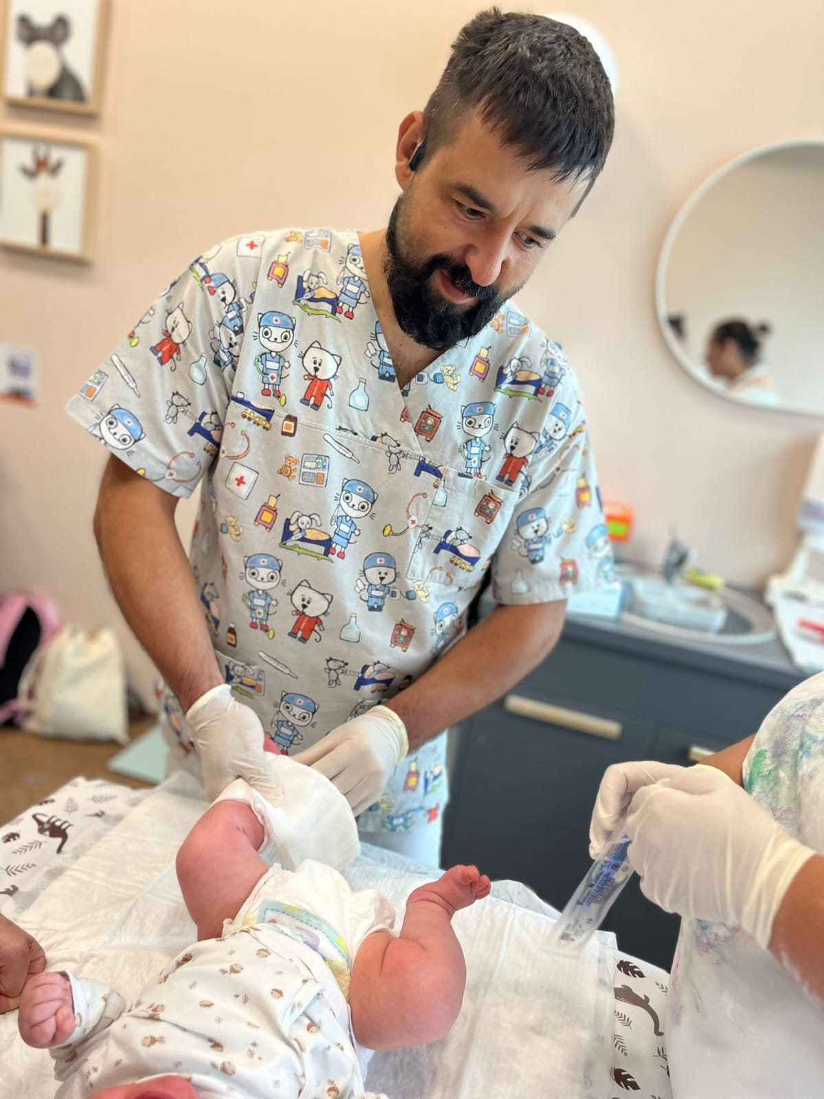 Post-cast assessment — checking foot position and comfort